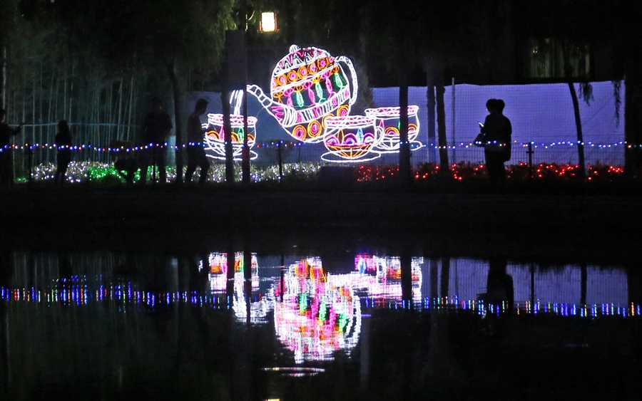 韩城“太兴龙池”湖畔灯光节启幕（图）