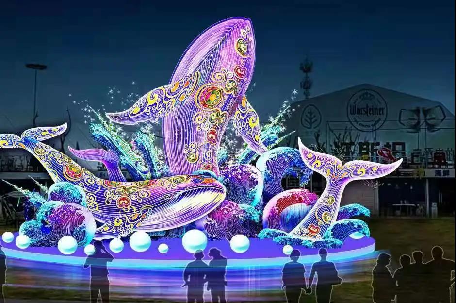 自贡灯会47组花灯即将点亮青岛金沙滩啤酒城图